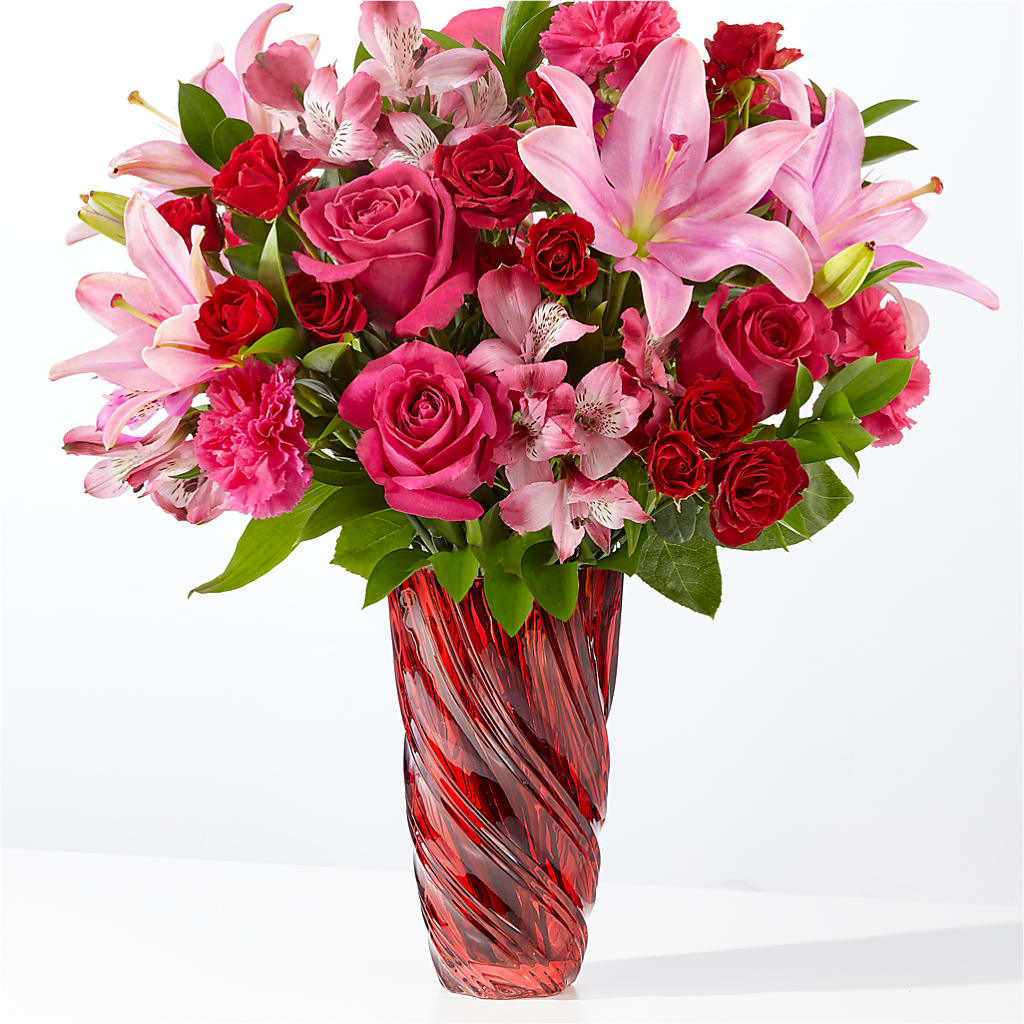 In Love Bouquet with Luxe Swirl Vase – Platte Floral, Colorado Springs CO