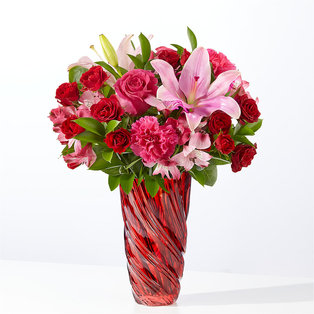 In Love Bouquet with Luxe Swirl Vase – Platte Floral, Colorado Springs CO