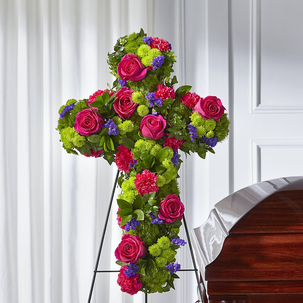 Tribute Rose Floral Cross – Platte Floral, Colorado Springs CO