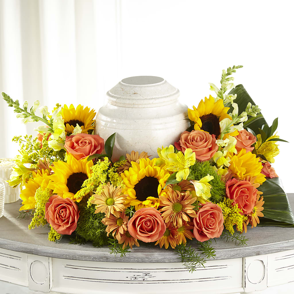 Faithful Sunflower Cremation Adornment – Platte Floral, Colorado Springs CO
