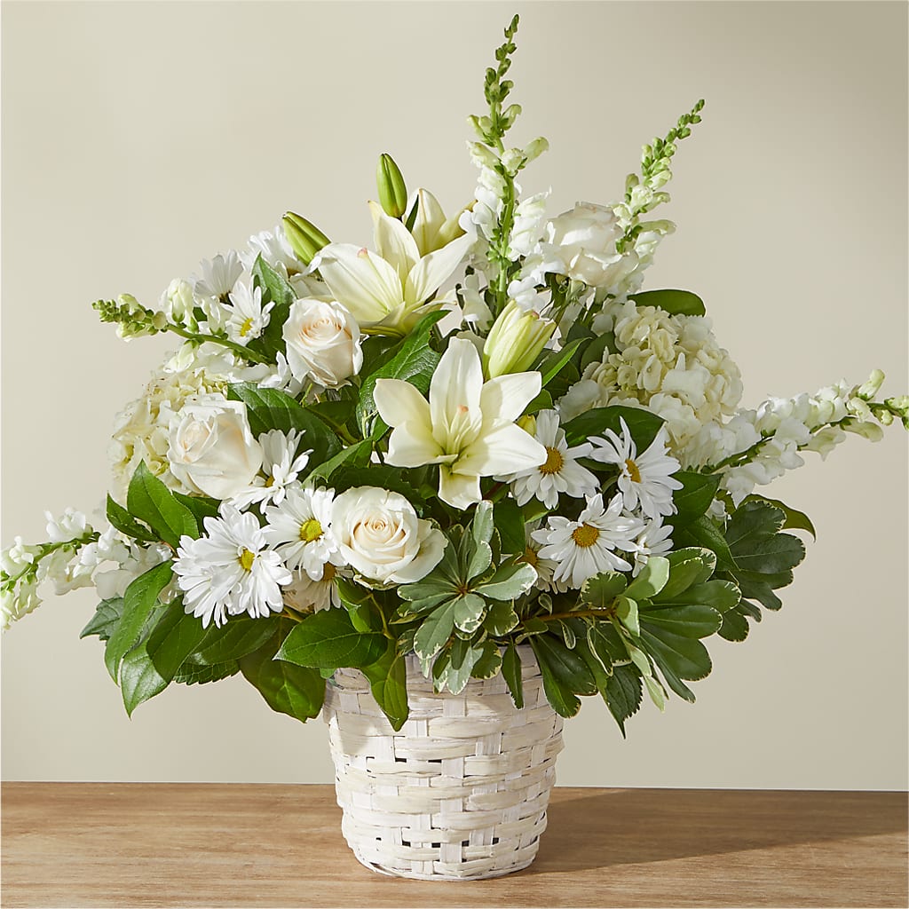 Ivory Elegance Floral Basket – Platte Floral, Colorado Springs CO