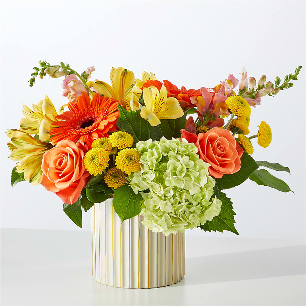 Autumn Sunshine Bouquet with Ivory Vase –  Platte Floral, Colorado Springs CO