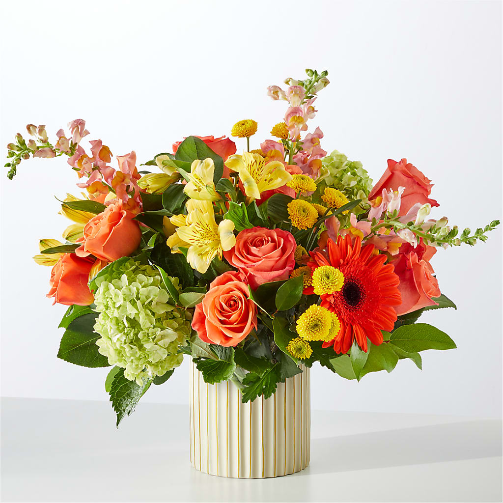 Autumn Sunshine Bouquet with Ivory Vase –  Platte Floral, Colorado Springs CO