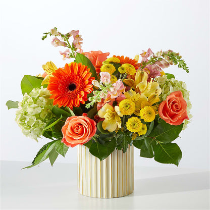 Autumn Sunshine Bouquet with Ivory Vase –  Platte Floral, Colorado Springs CO